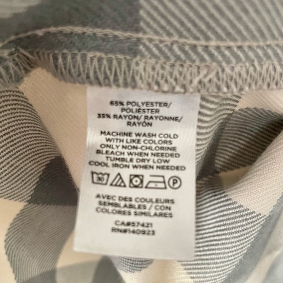 Gray and Cream Plaid Loft Outlet Flannel Shacket - Picture 7 of 7